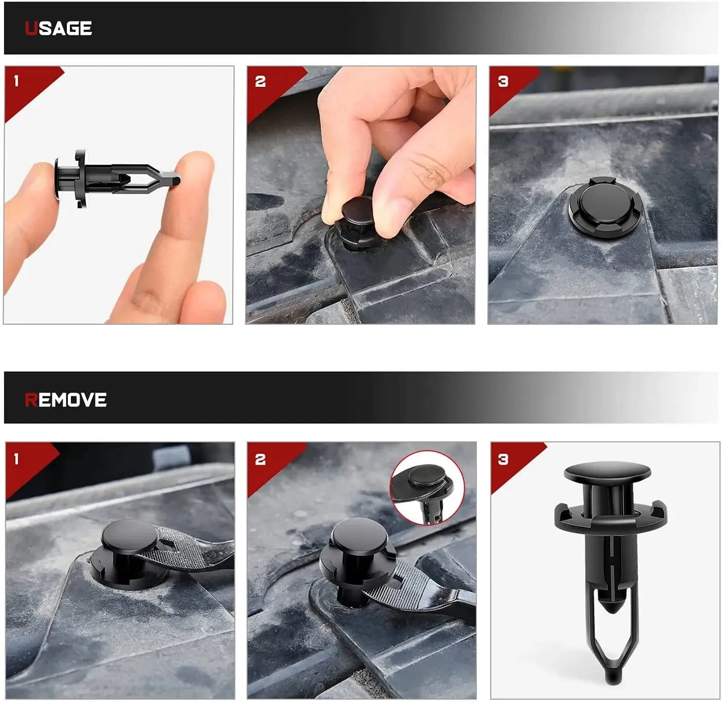100 Pcs Head 18mm Hole 9mm Nylon Push-Type Automotive Clips Rivet Retainer Rear Bumper Cover Push-Type Retainer for Toyota #52161-02020 52161-16010 9mm