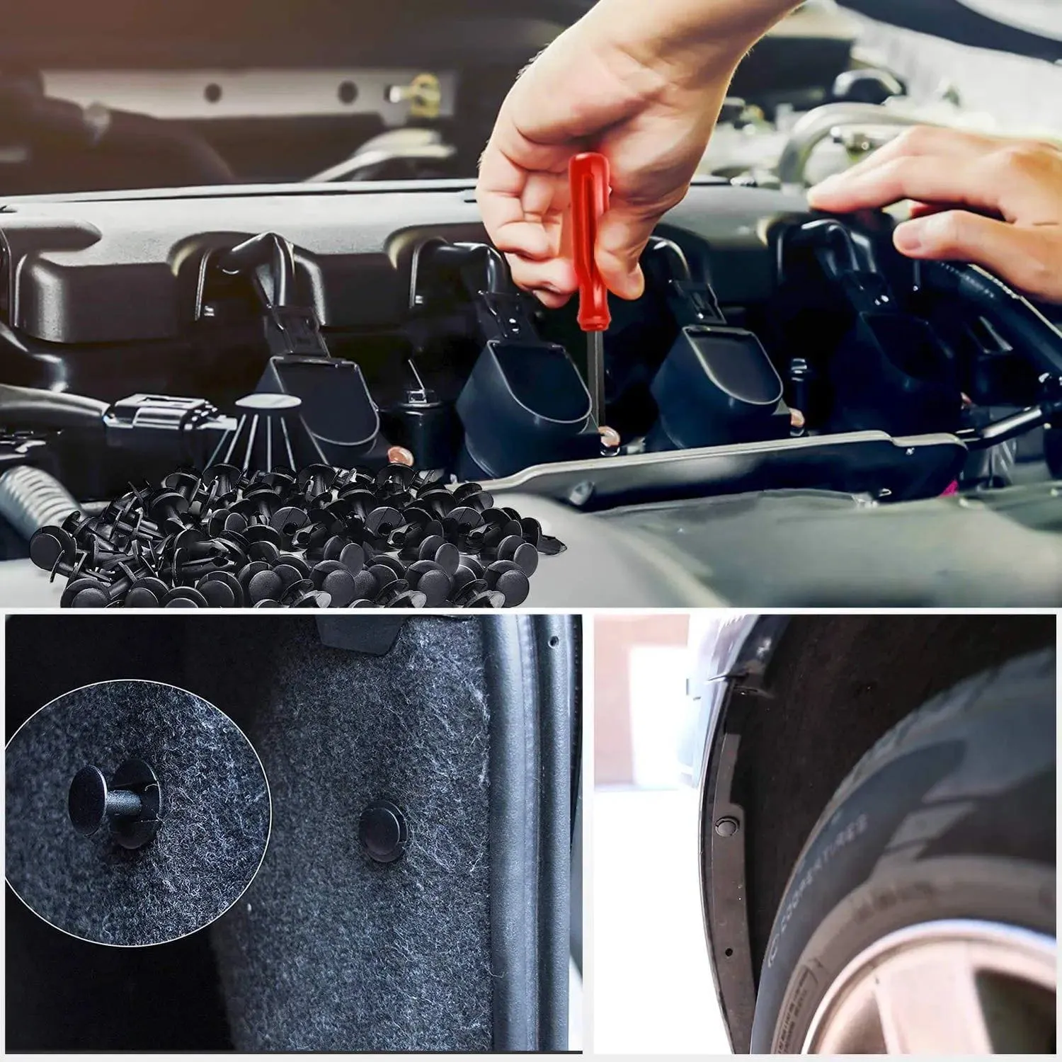 100 Pcs Hole 8mm Nylon Bumper Rivet Clips for GM 21030249 for Ford N807389S for Chrysler 6503598