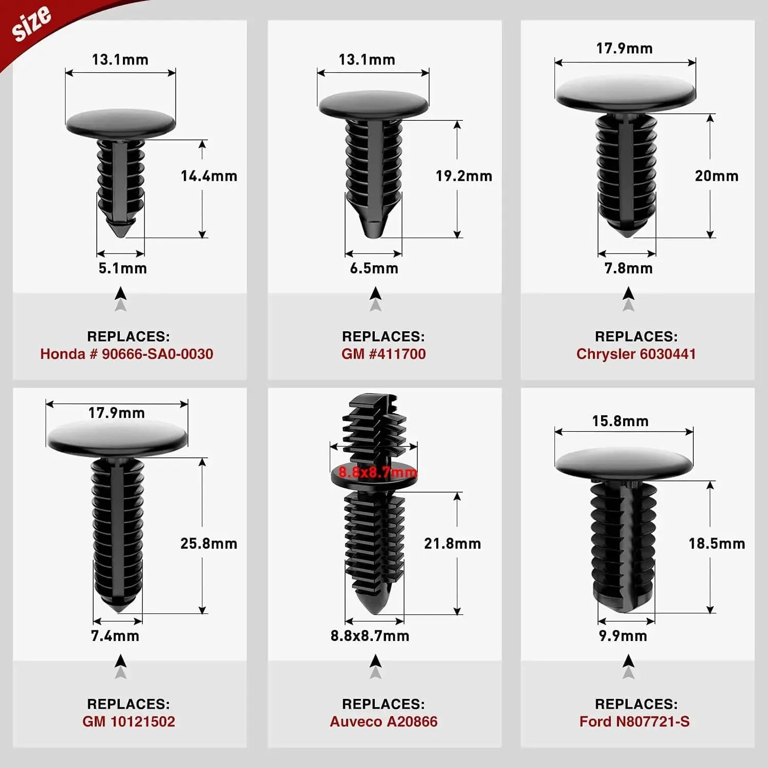 147 Pcs Bumper Retainer Clips Car Push Retainer Kit