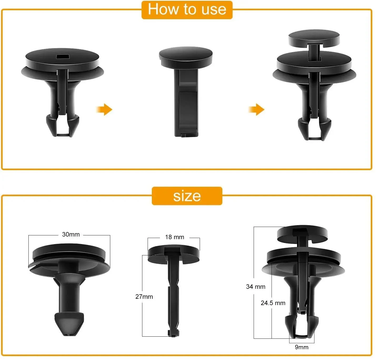 15 Pcs Head 18mm Hole 9mm Car Push Retainer Clips Kits For GM Chevrolet 15733971