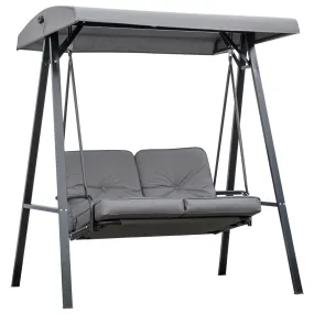 2 Seater Garden Swing Chair Outdoor Hammock Bench with Steel Frame Adjustable Tilting Canopy for Patio, Grey