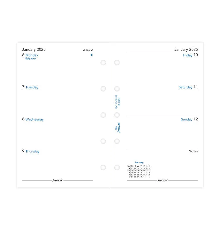 2025 Filofax Refill - Mini Week On Two Pages