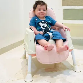 3 in 1 High Chair for Baby Kids, Feeding Booster Seat with Wheel and Cushion Age 12M- 2 Years (Pink)