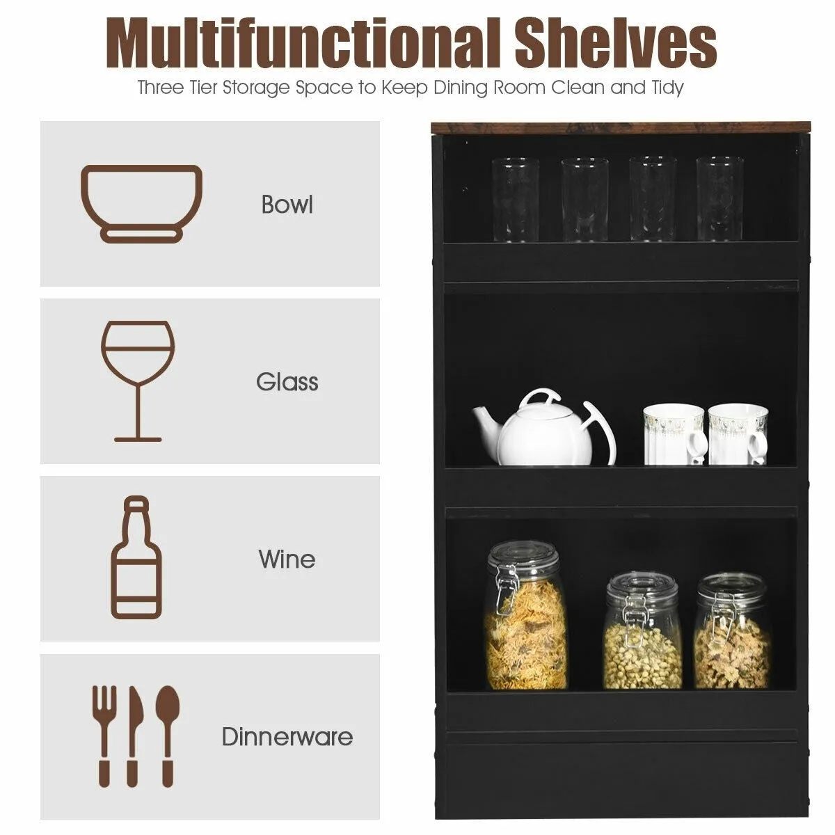3pc Bar Table Set with Storage - Brown