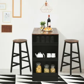 3pc Bar Table Set with Storage - Brown