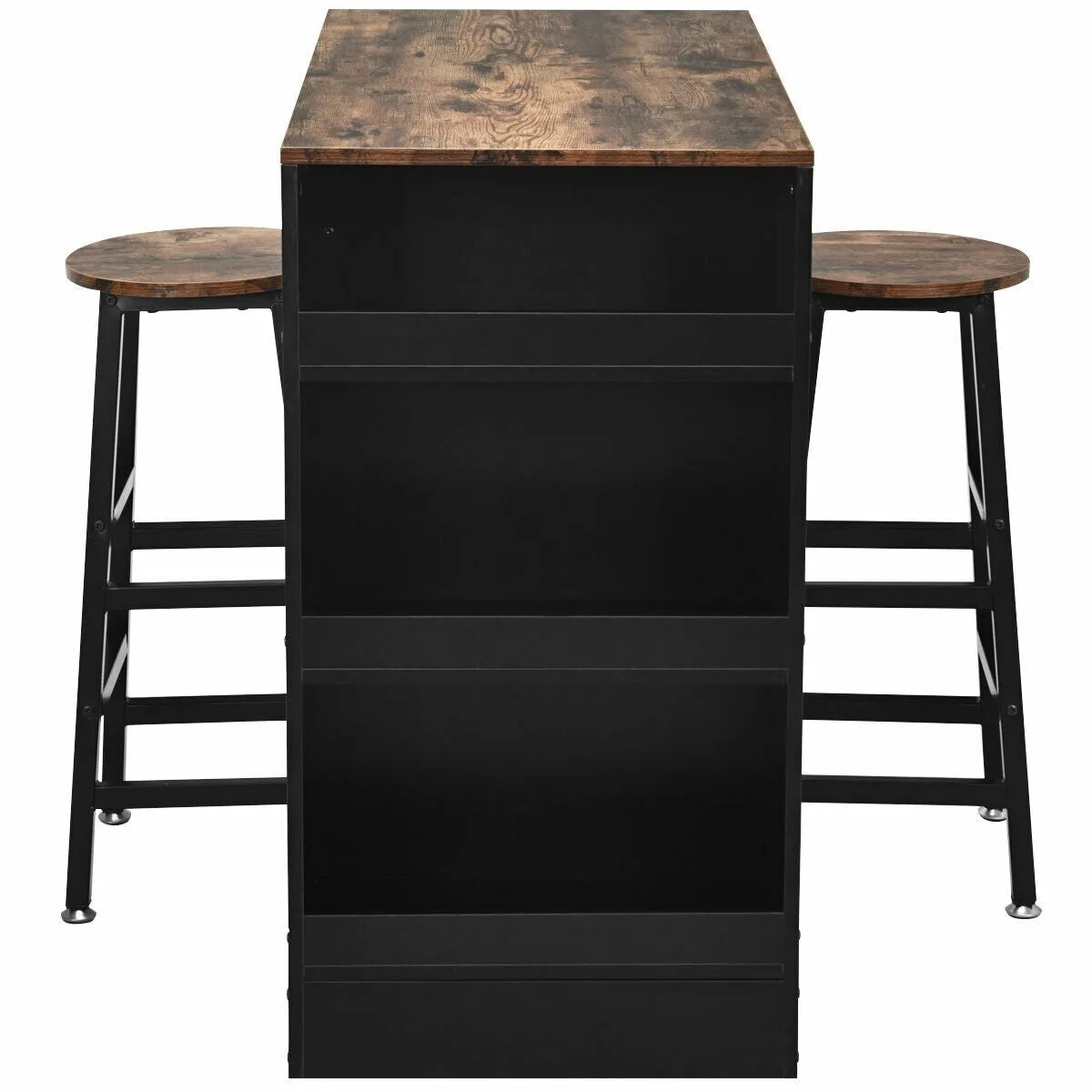 3pc Bar Table Set with Storage - Brown