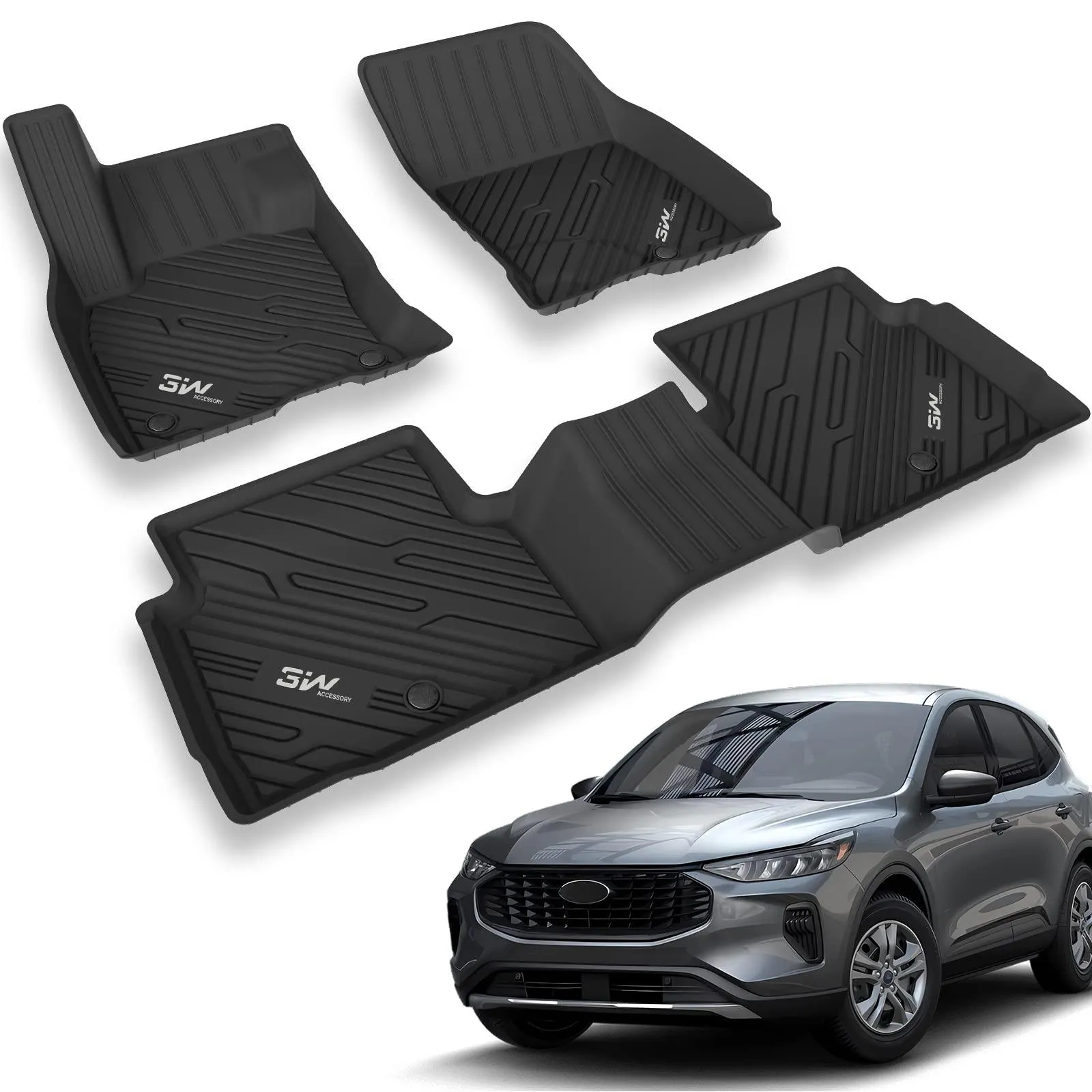 3W Ford Escape 2020-2024 (NOT for Hybrid) Custom Floor Mats TPE Material & All-Weather Protection