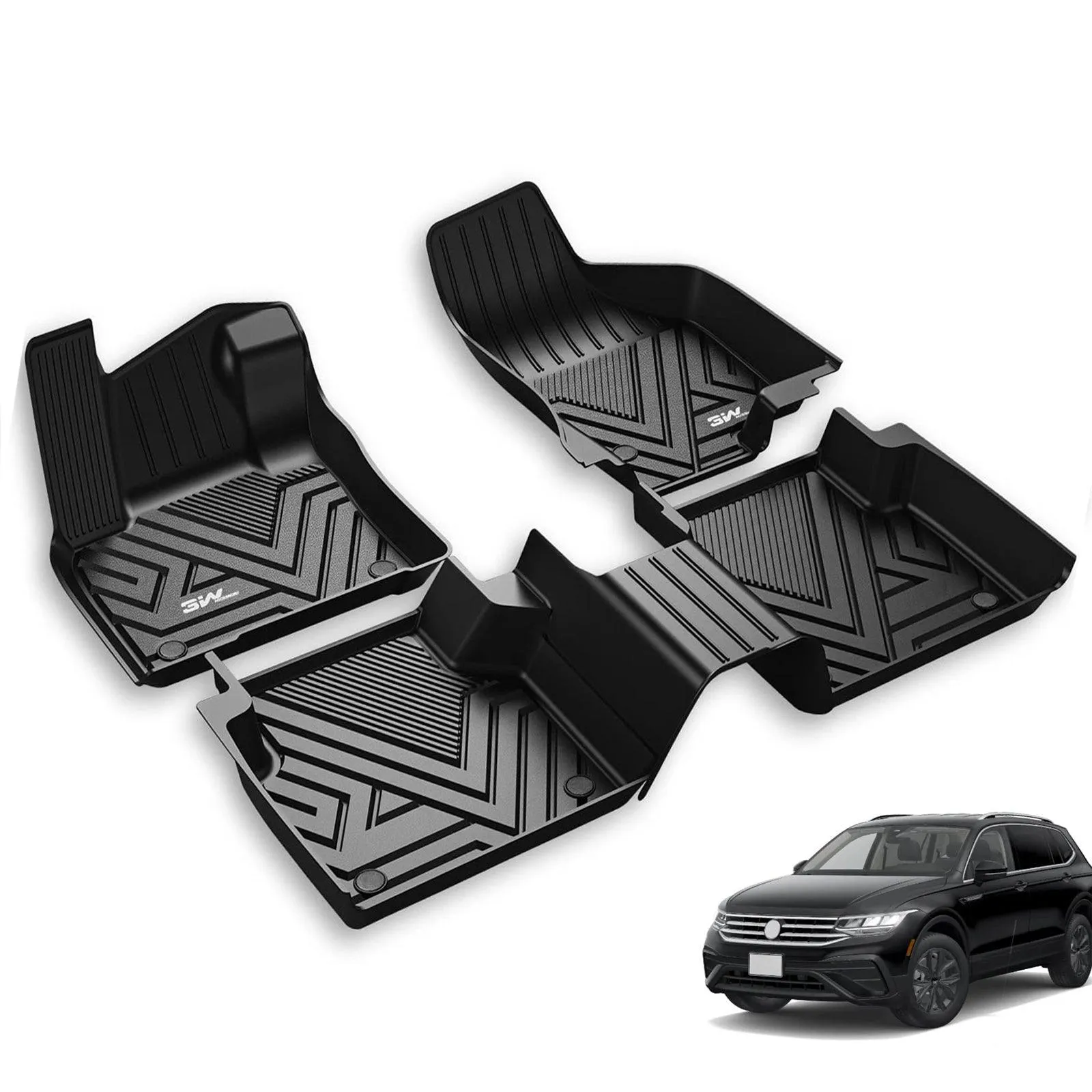 3W Volkswagen Tiguan 5 Seat Only 2018-2024 Custom Floor Mats TPE Material & All-Weather Protection