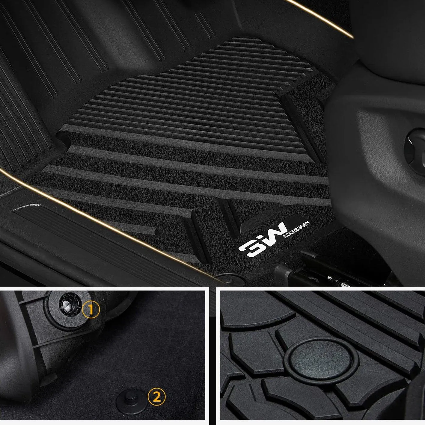 3W Volkswagen Tiguan 5 Seat Only 2018-2024 Custom Floor Mats TPE Material & All-Weather Protection