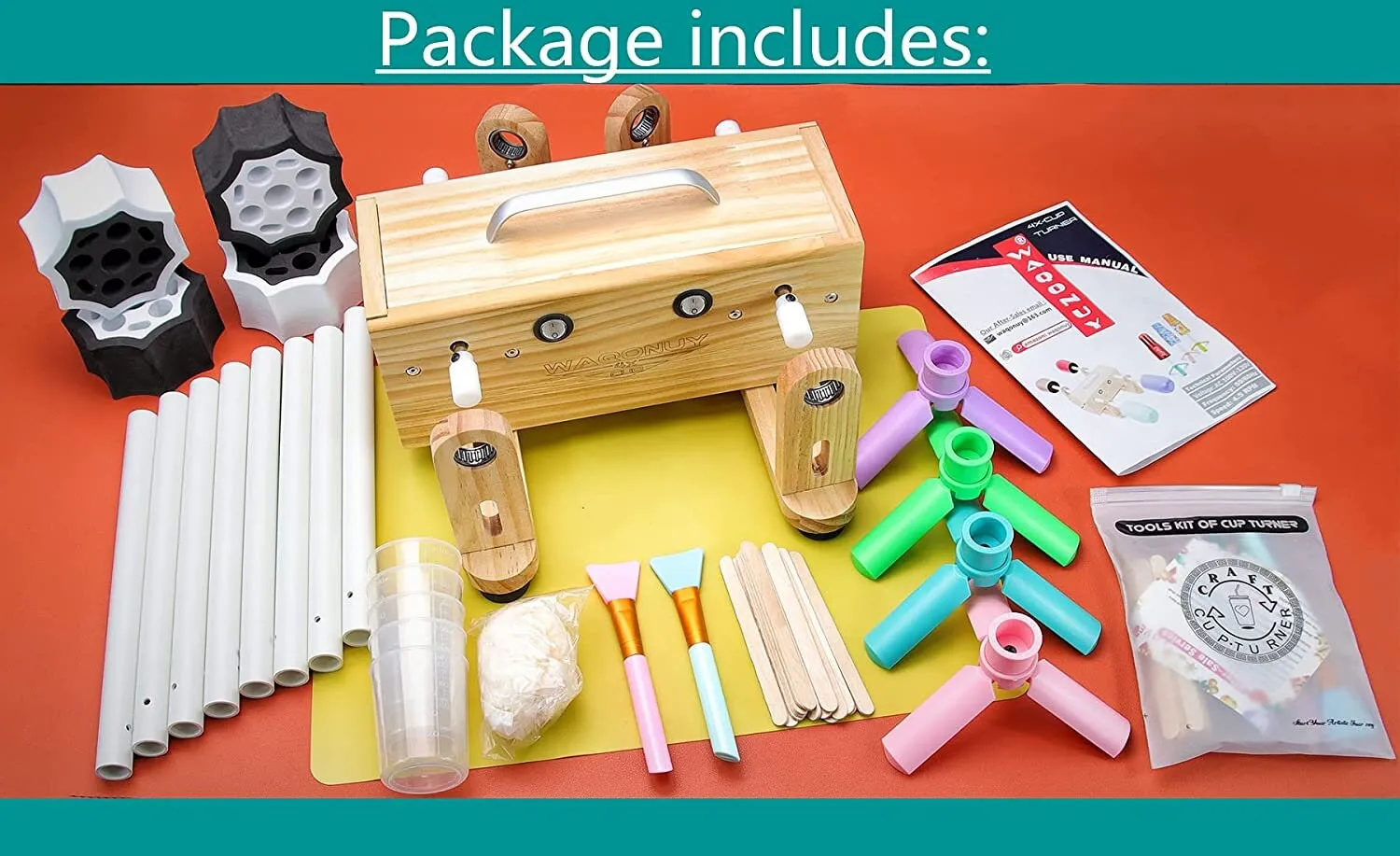 4 Cup Turner for Crafts Tumbler | Epoxy Glitter 4 arms Tumbler Full Kits | DIY Cuptisserie Turner,Cup Spinner Machine Kit for Crafts Epoxy