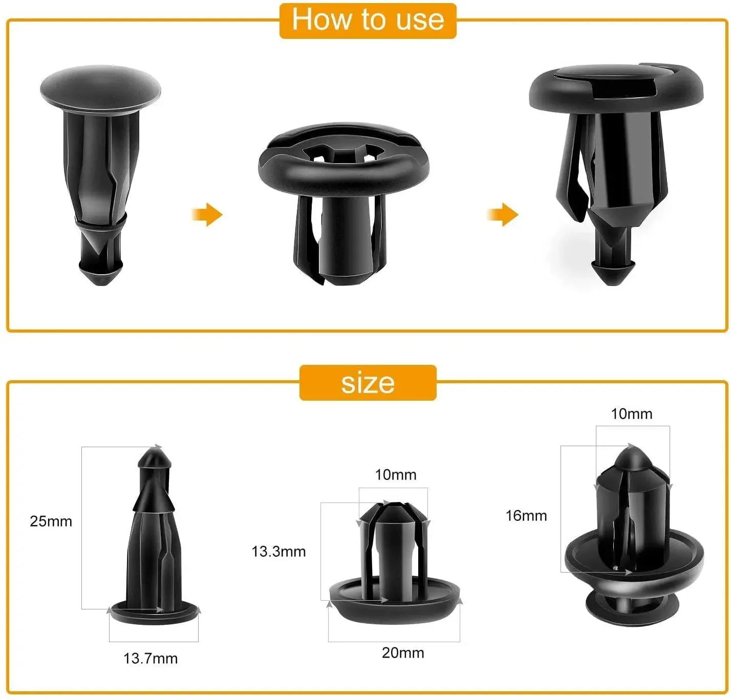 40 Pcs Head 20mm Hole 10mm Car Push Retainer Clips Kits For Honda Acura 91503-SZ3-003