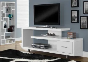 60"L White With 1 Drawer Tv Stand