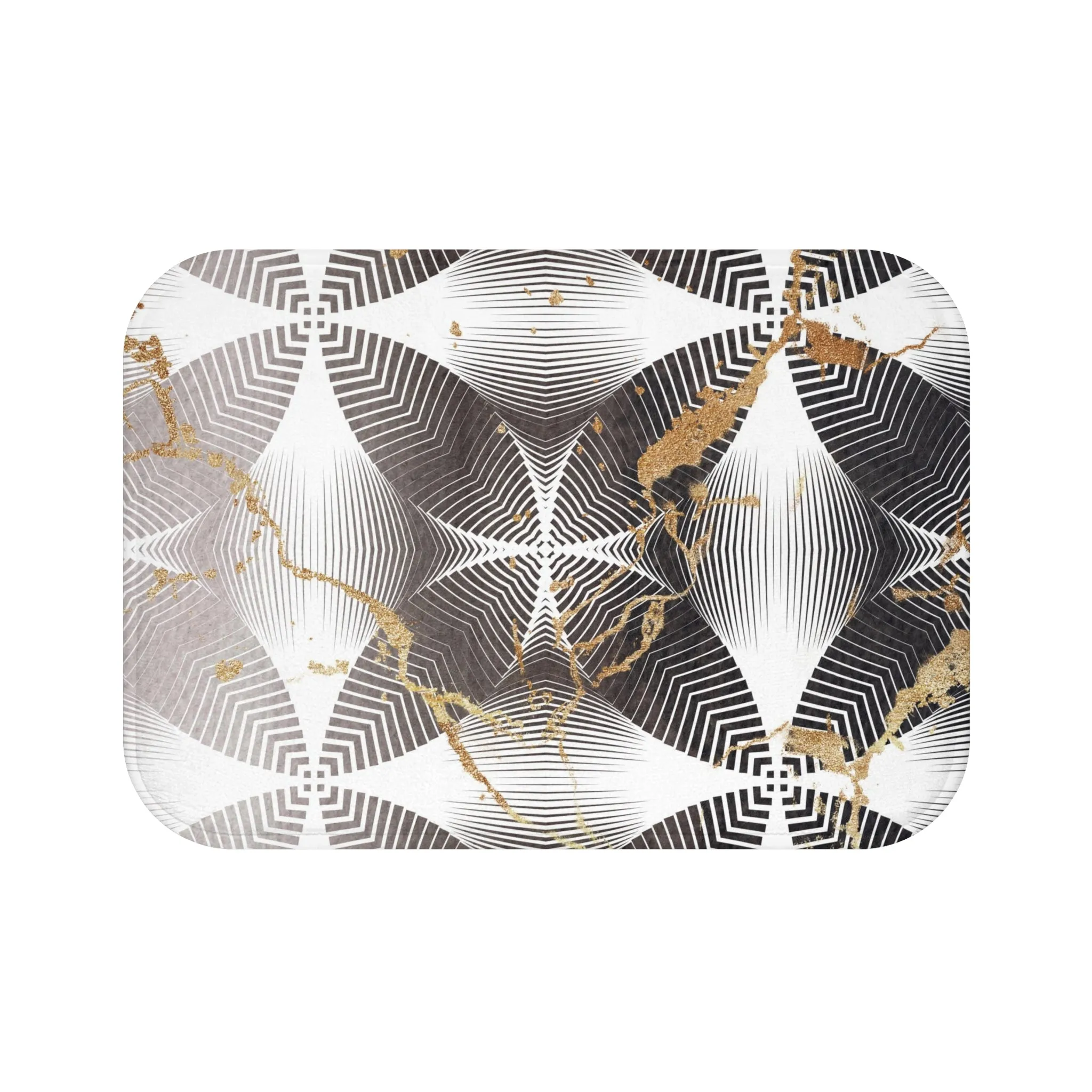 Abstract Bath Mat | White Beige, Taupe Black