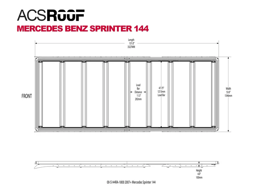 ACS ROOF | Roof Platform Rack | Mercedes-Benz Sprinter 144 | 2007 