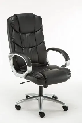 Adjustable Tilt High Back Swivel Leather Executive Chair, Black