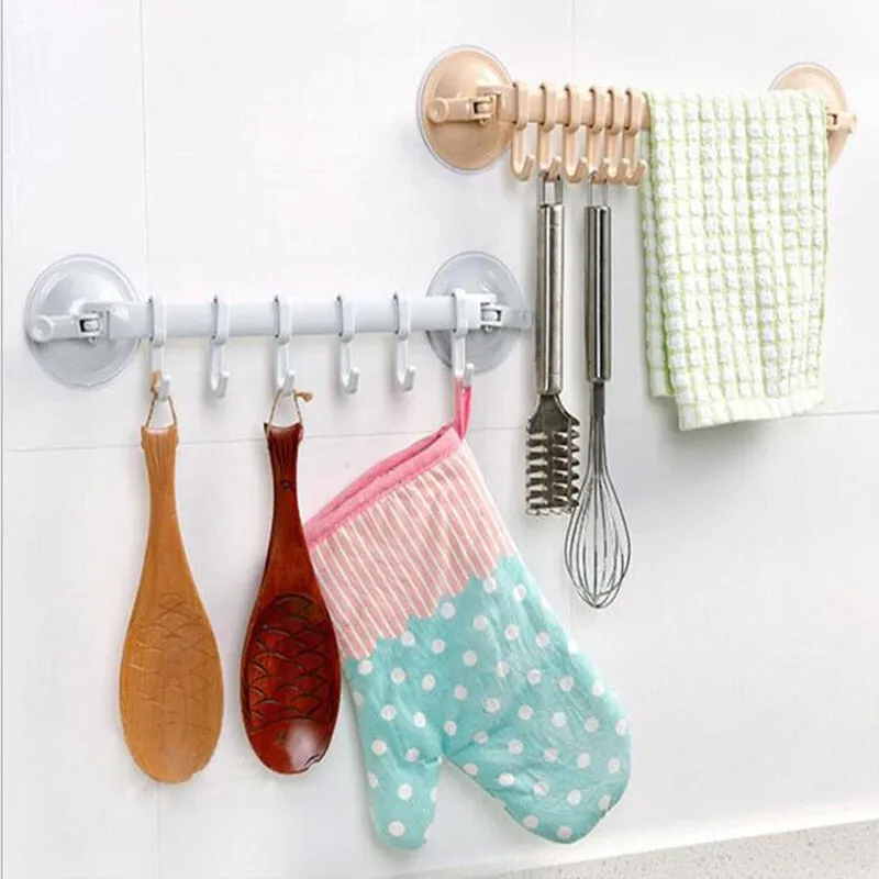 Adjustable Towel Rack Bathroom Shelf Hooks Hanger