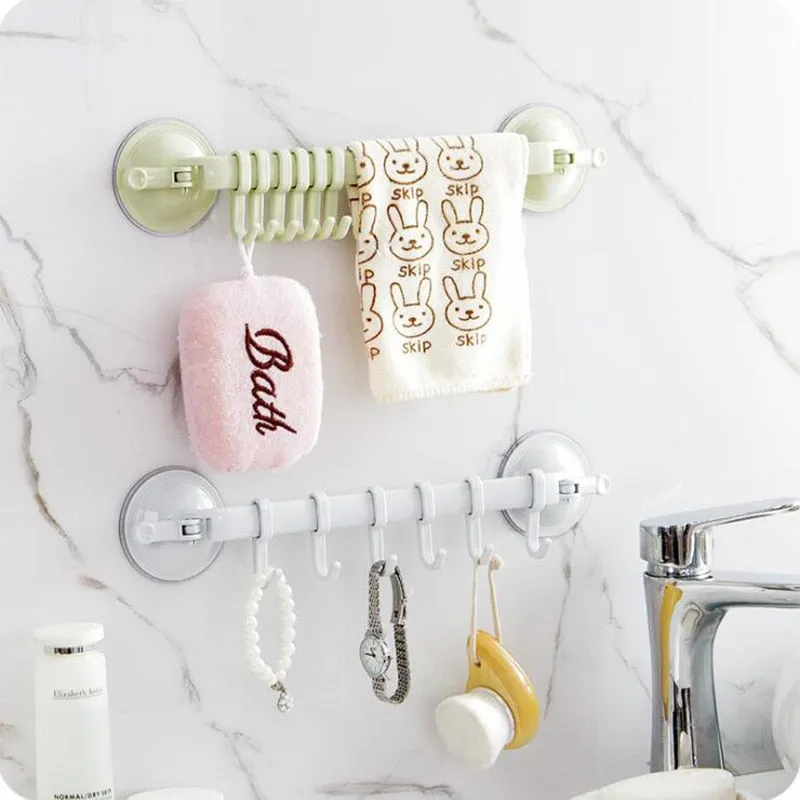 Adjustable Towel Rack Bathroom Shelf Hooks Hanger
