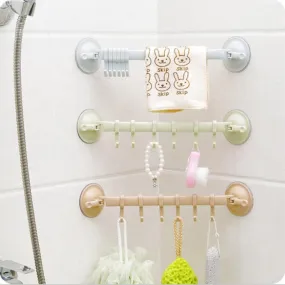 Adjustable Towel Rack Bathroom Shelf Hooks Hanger