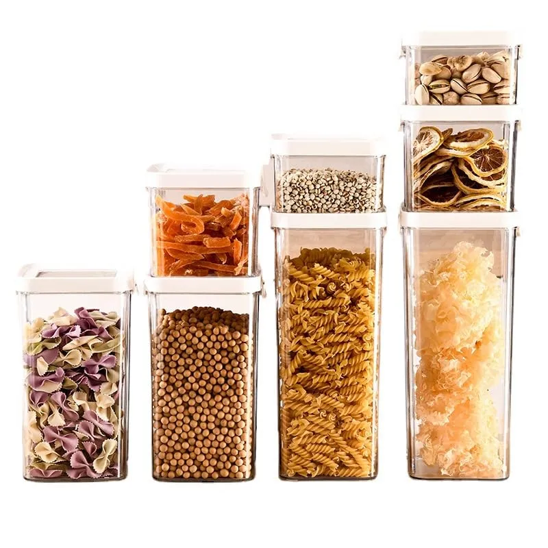 Airtight Spice Jars with Label, 24 pcs Plastic Storage Containers with Lids Kitchen Canisters, Plastic Kitchen Organizers and Storage for Dry Food, Flour and Sugar,Include 30 Labels and 5 Spoons