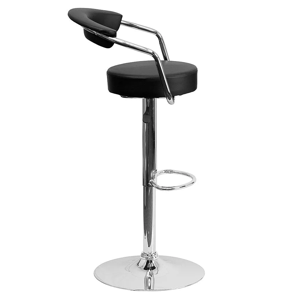 Alamont Home - Contemporary Vinyl Adjustable Height Barstool with Arms (set of 2) - Black