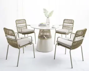 Amos Outdoor Round Dining Set