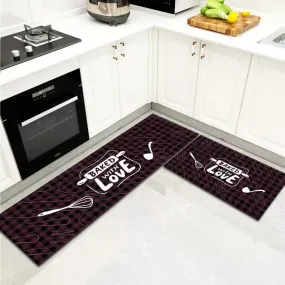 Anti slip Kitchen Floor Mat Set-Baked with Love