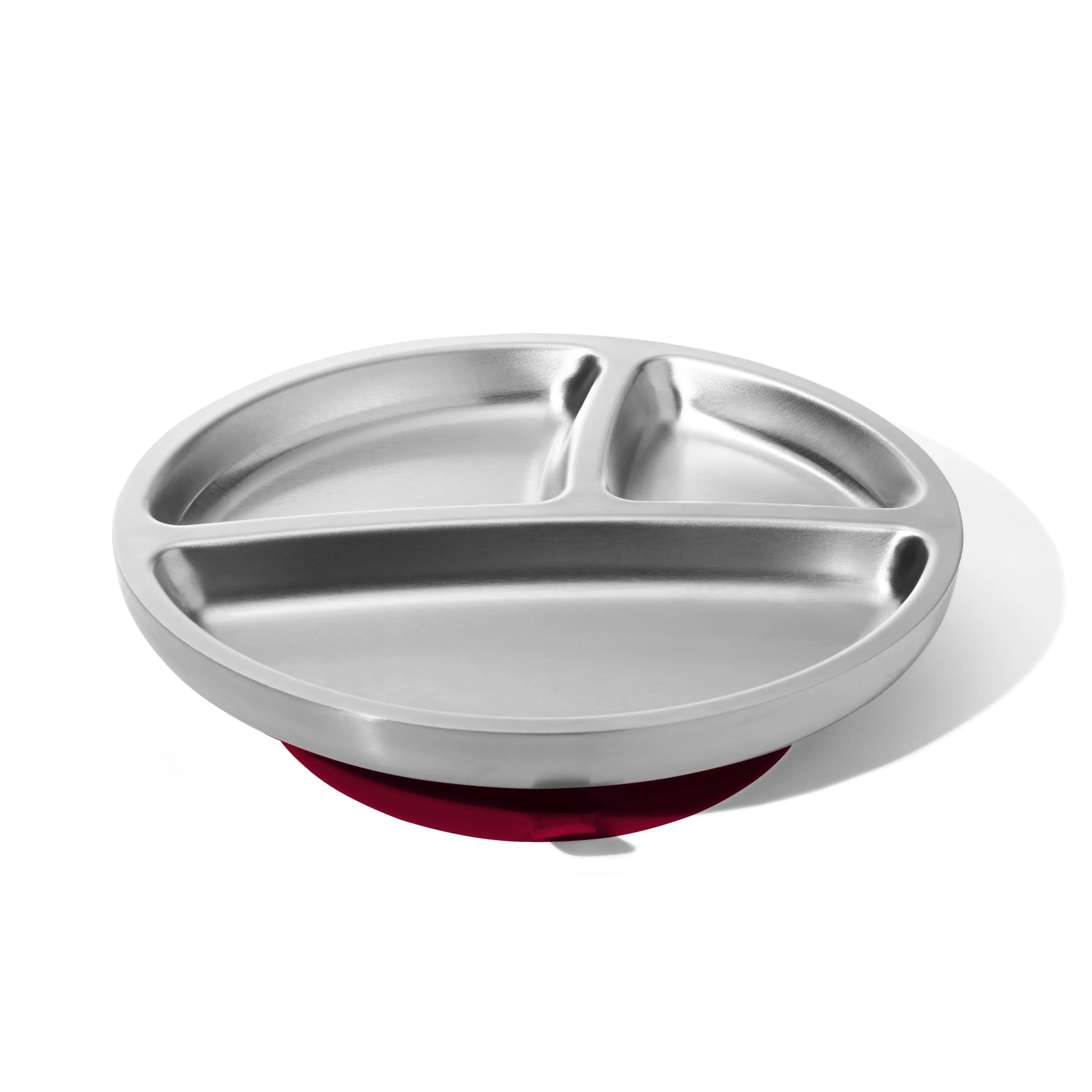 Baby Oval Divided Plate   Spoon | Stainless Steel & Silicone
