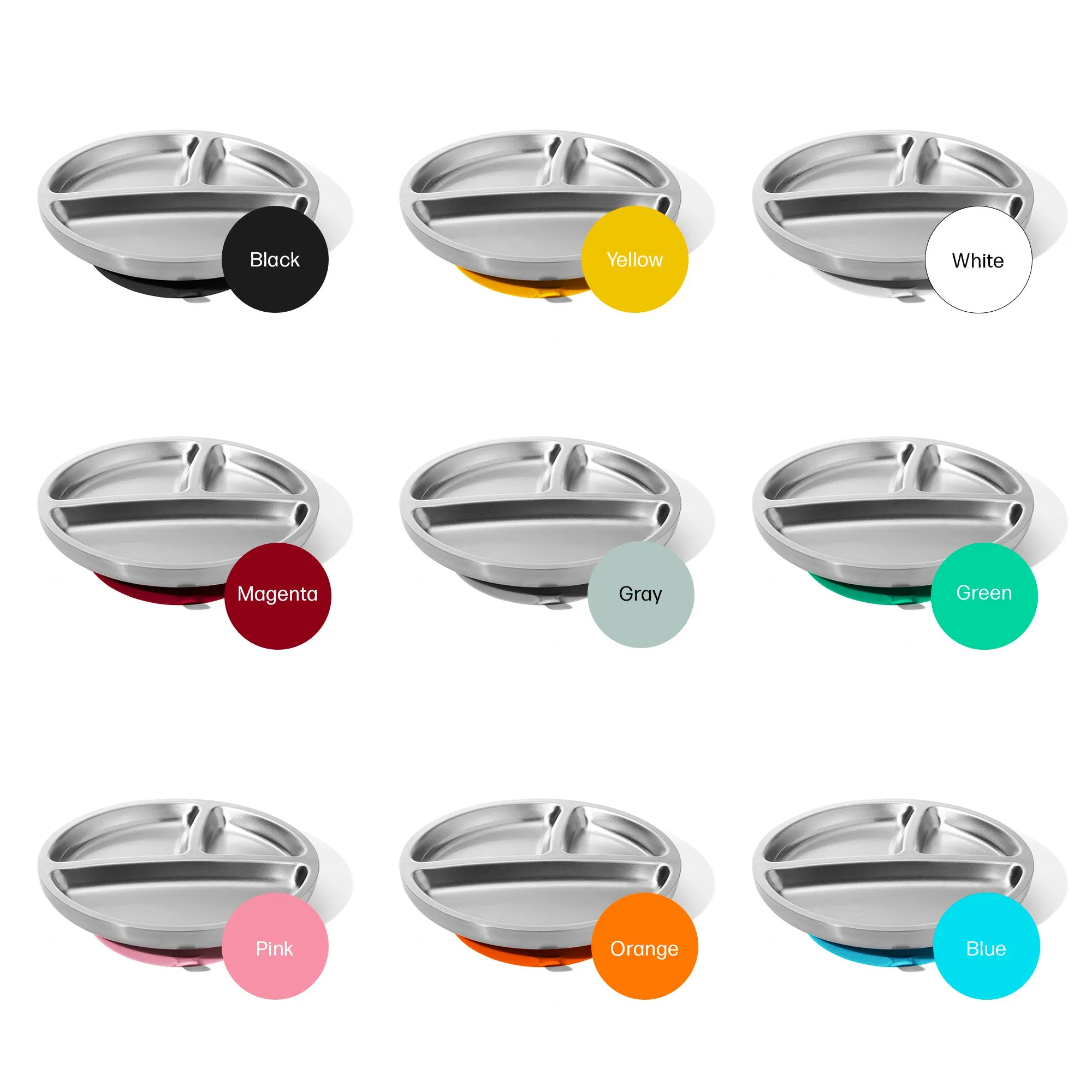 Baby Oval Divided Plate   Spoon | Stainless Steel & Silicone