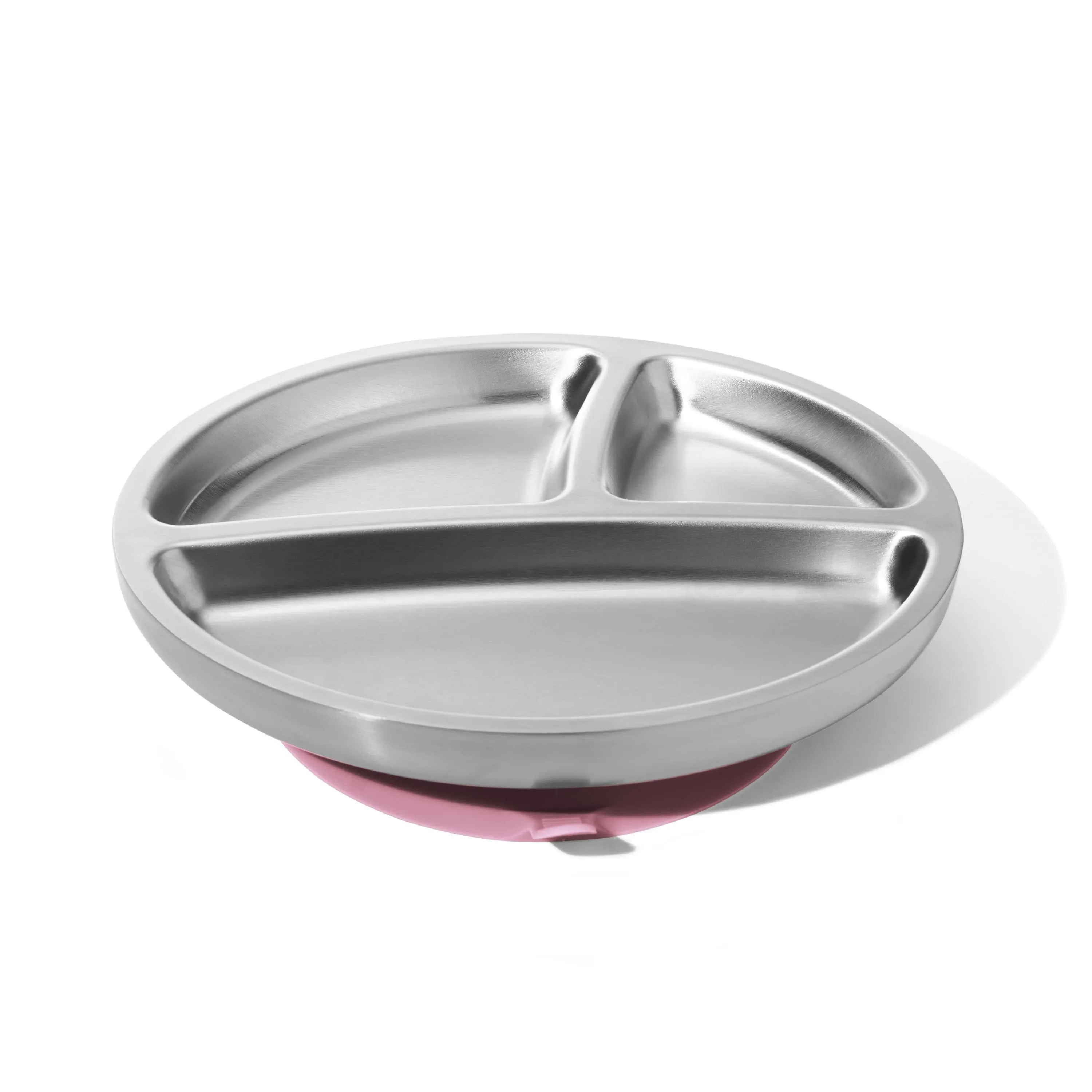 Baby Oval Divided Plate   Spoon | Stainless Steel & Silicone