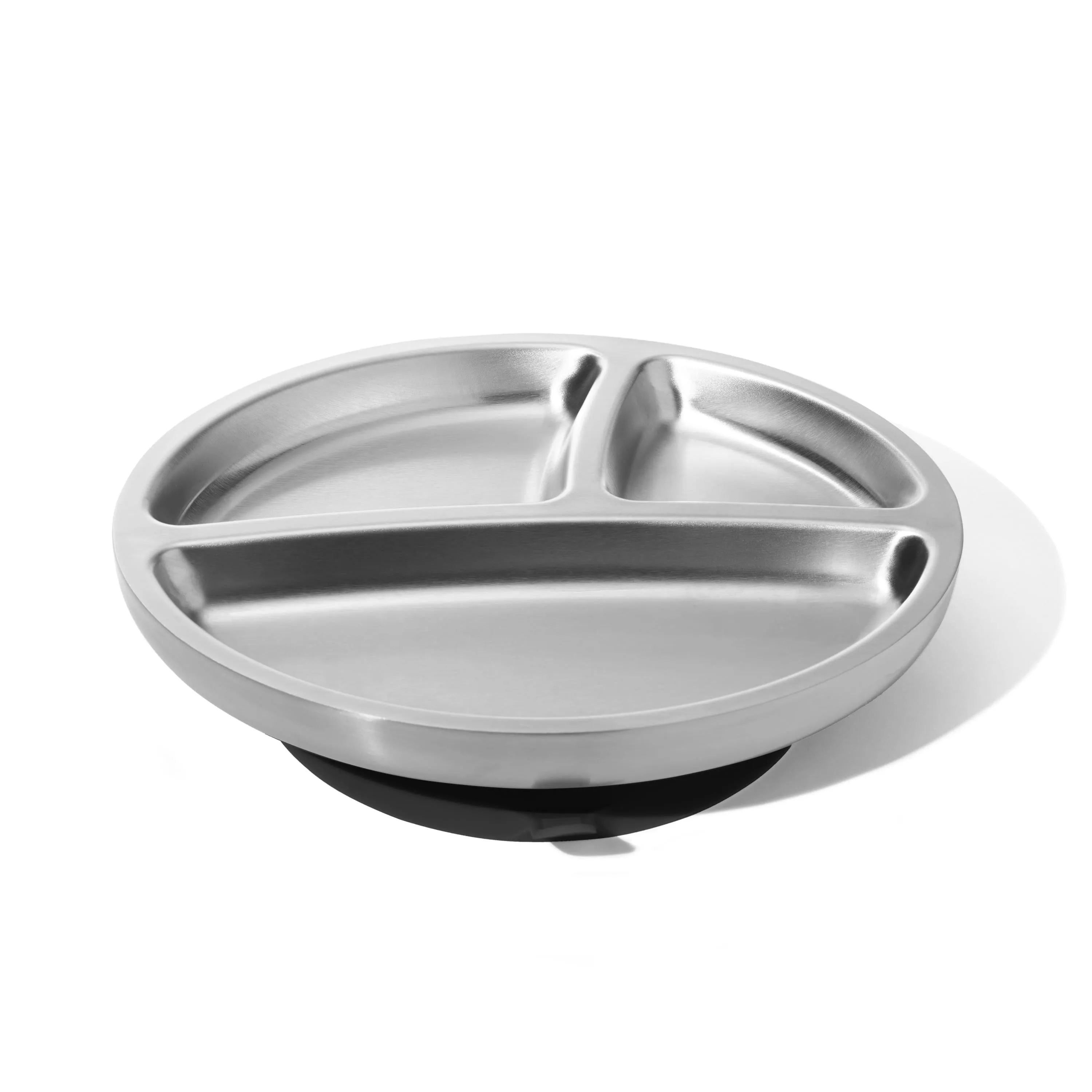 Baby Oval Divided Plate   Spoon | Stainless Steel & Silicone