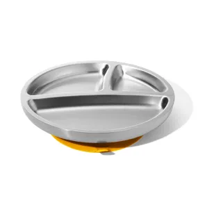 Baby Oval Divided Plate   Spoon | Stainless Steel & Silicone