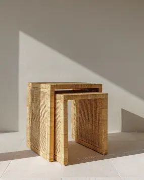 Bali Rattan Nesting Table