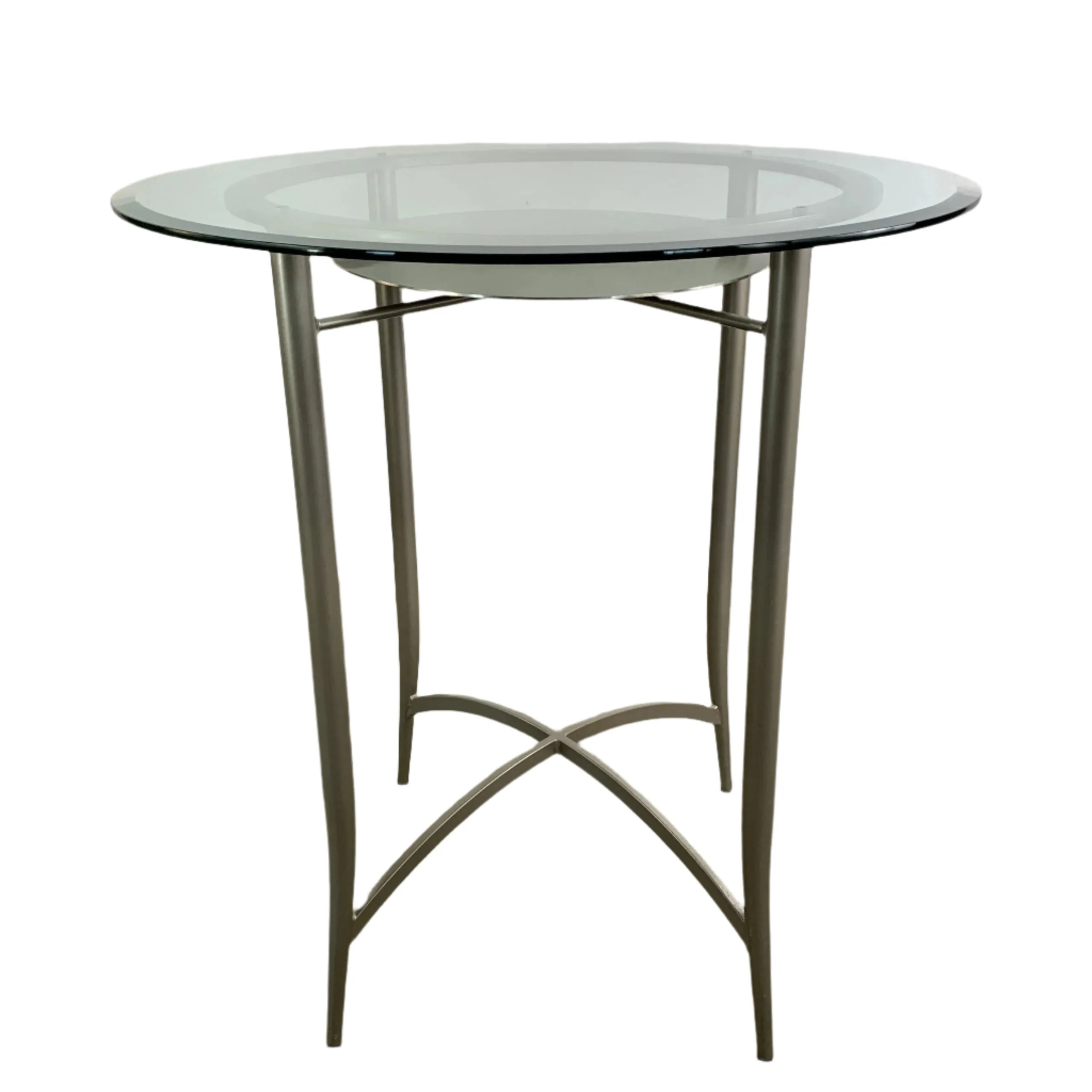 Bar Table, Glass, Steel, Round, Contemporary