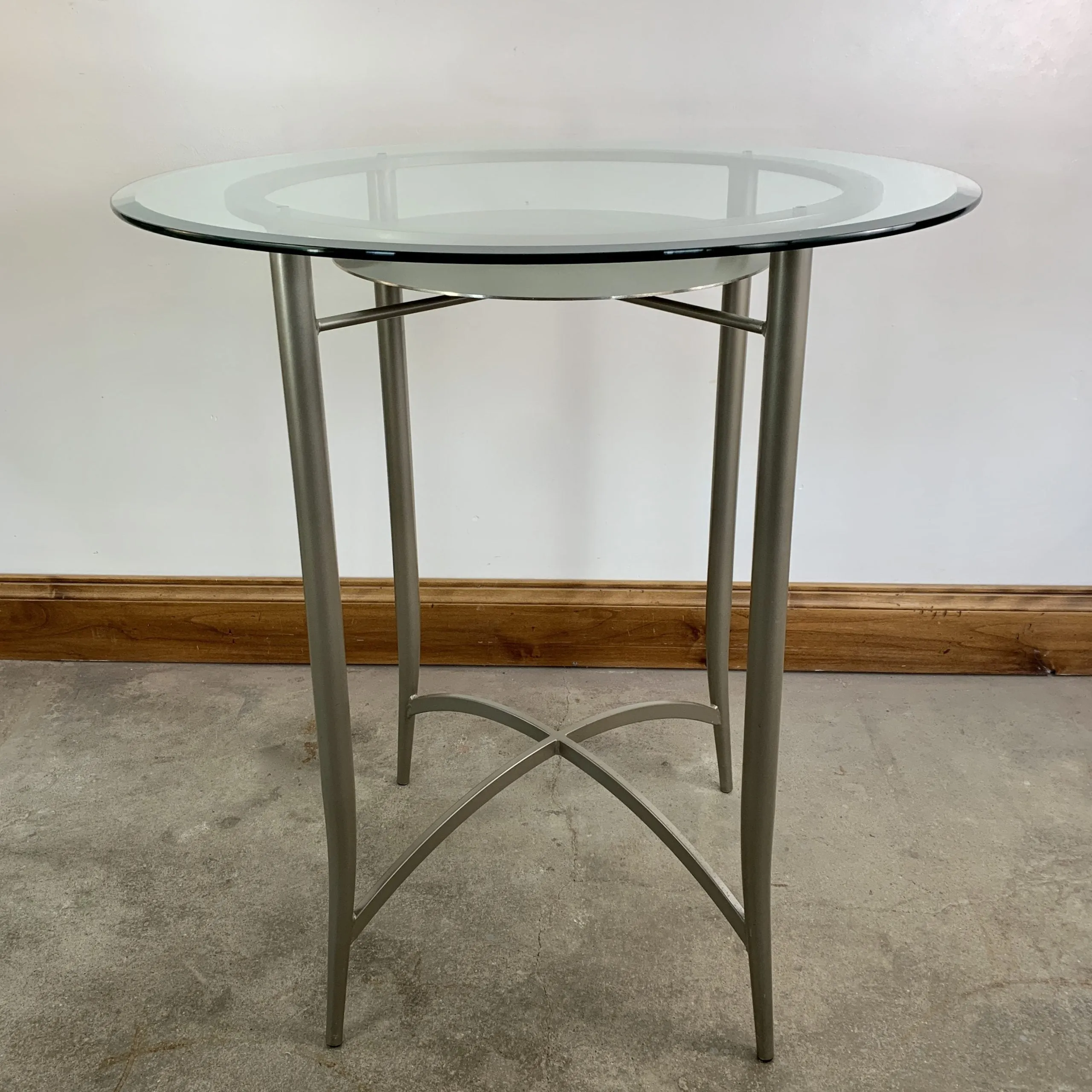 Bar Table, Glass, Steel, Round, Contemporary