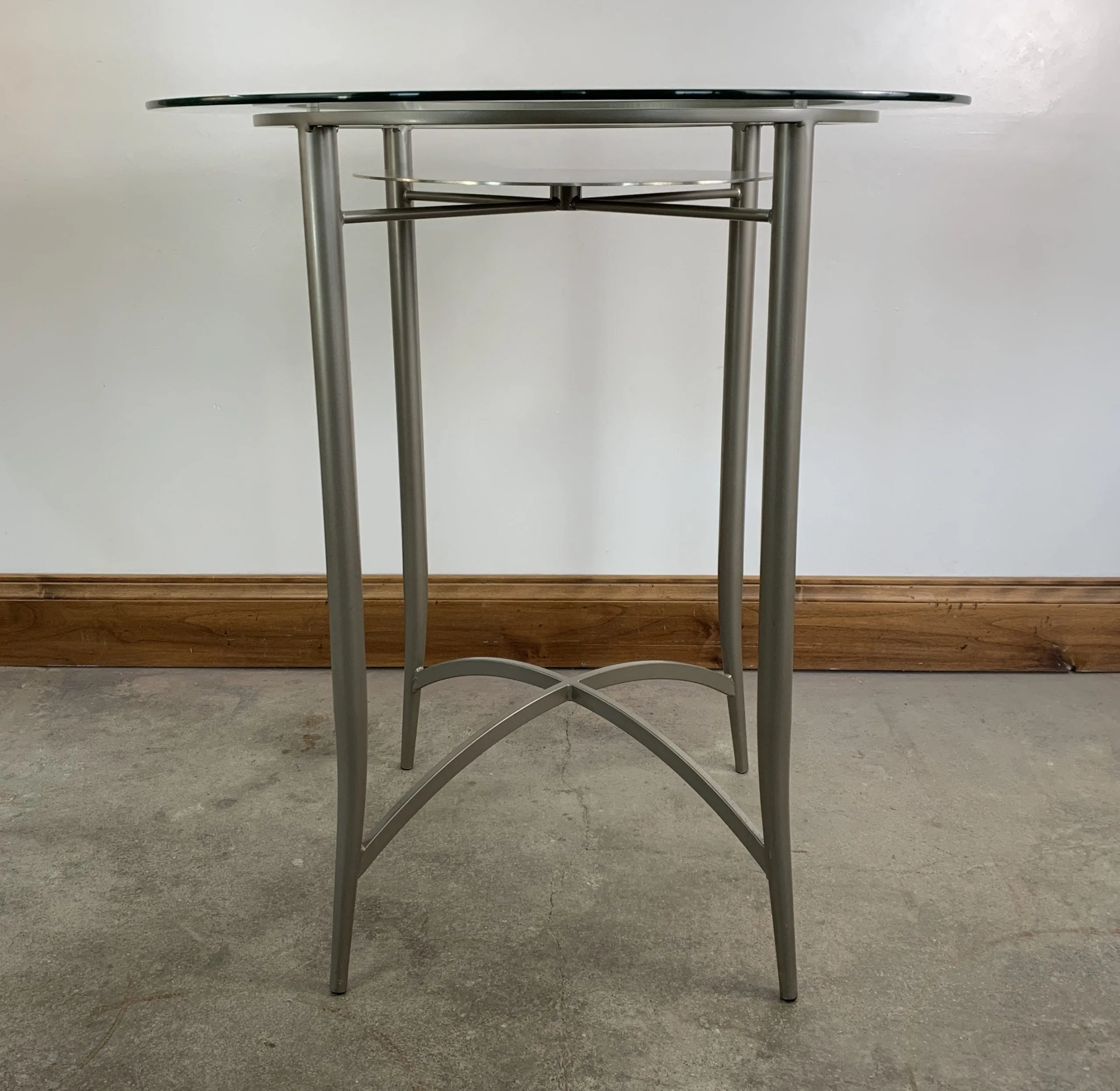 Bar Table, Glass, Steel, Round, Contemporary
