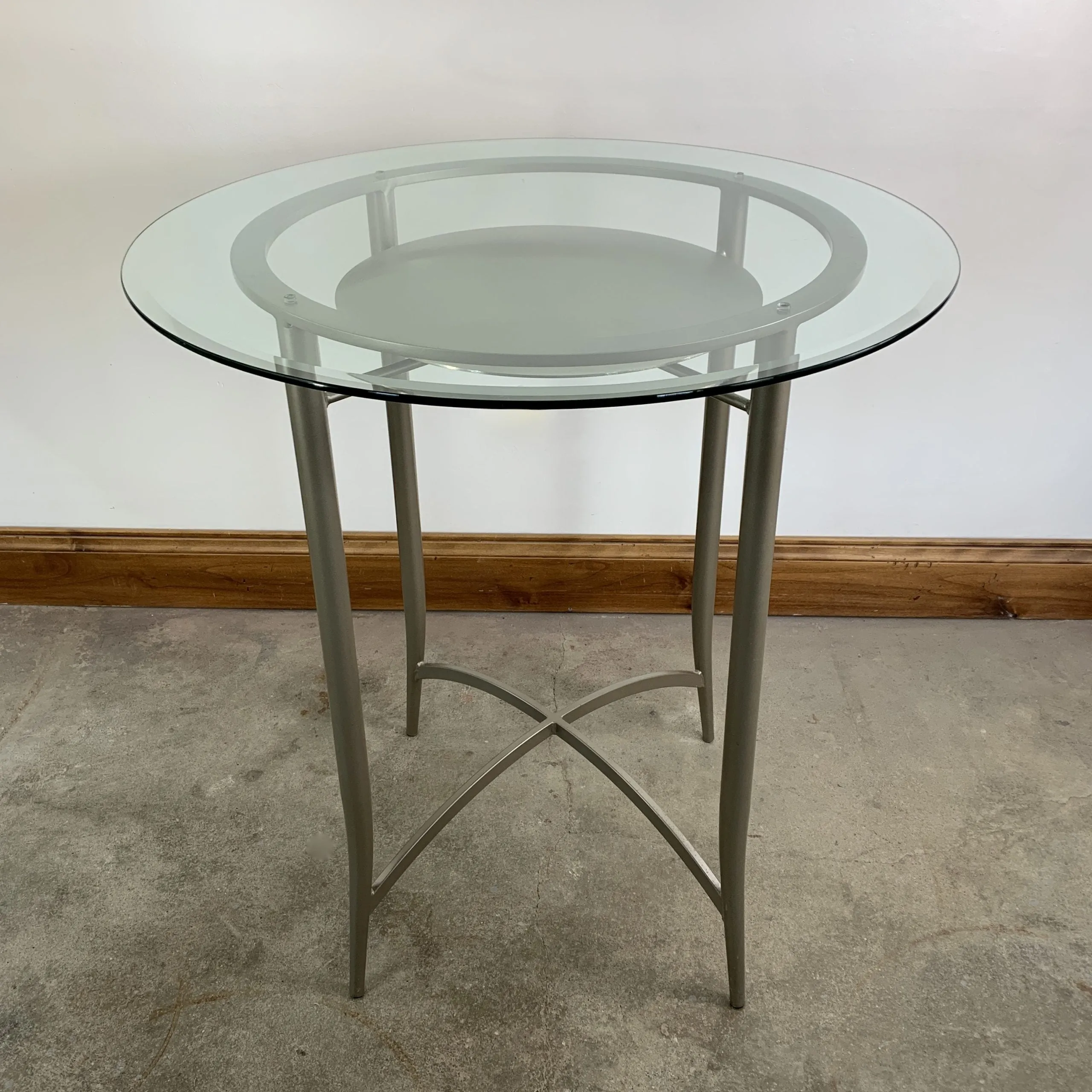 Bar Table, Glass, Steel, Round, Contemporary