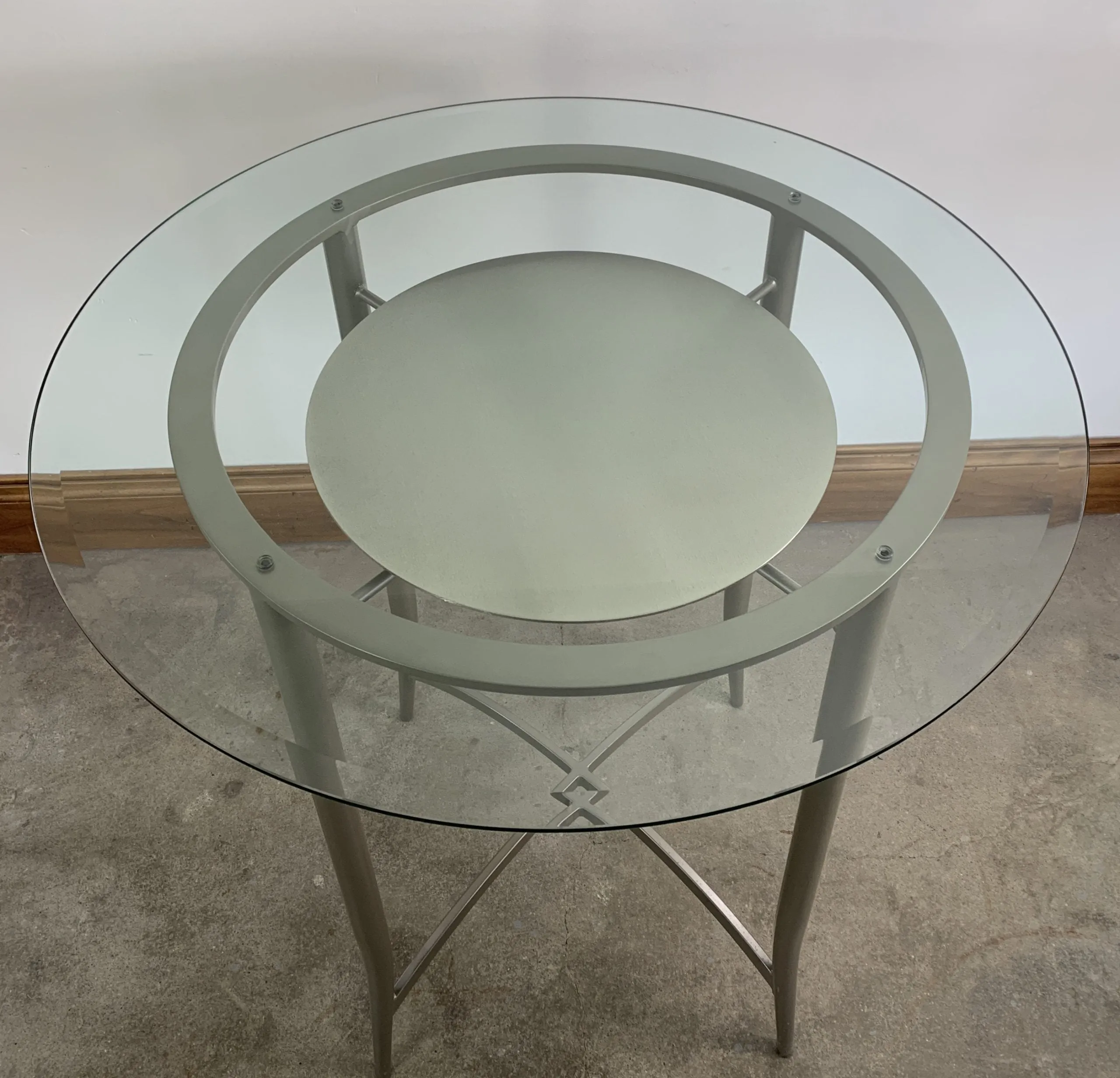 Bar Table, Glass, Steel, Round, Contemporary
