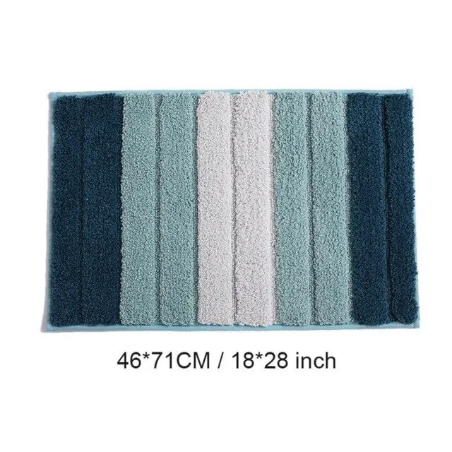 Bathroom Front Door Rug Fashion Concise Stripes Pattern Absorbent Doormat Anti-Slip Floor Mat Soft Carpet Foot Pad Rug N