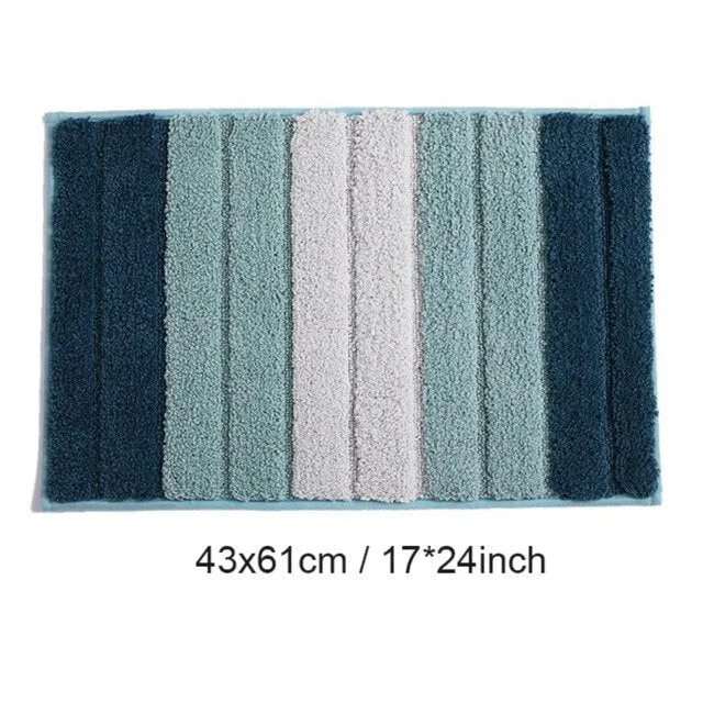 Bathroom Front Door Rug Fashion Concise Stripes Pattern Absorbent Doormat Anti-Slip Floor Mat Soft Carpet Foot Pad Rug N