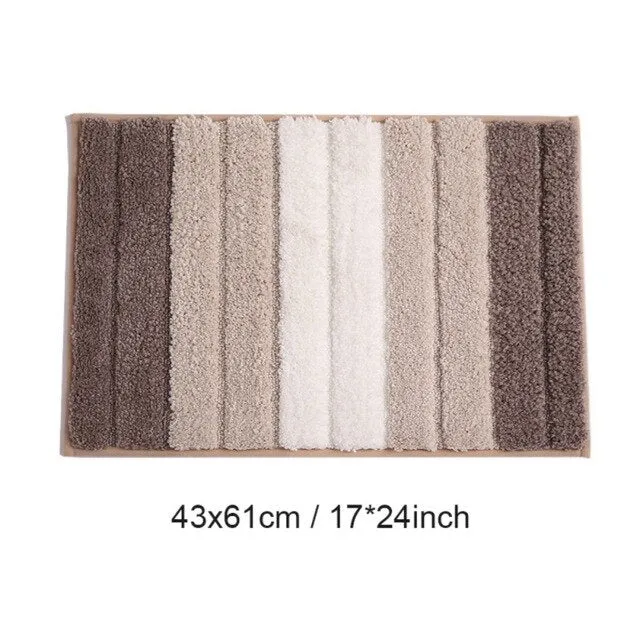 Bathroom Front Door Rug Fashion Concise Stripes Pattern Absorbent Doormat Anti-Slip Floor Mat Soft Carpet Foot Pad Rug N