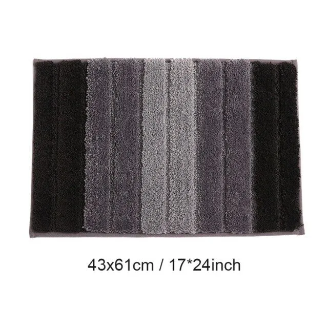 Bathroom Front Door Rug Fashion Concise Stripes Pattern Absorbent Doormat Anti-Slip Floor Mat Soft Carpet Foot Pad Rug N