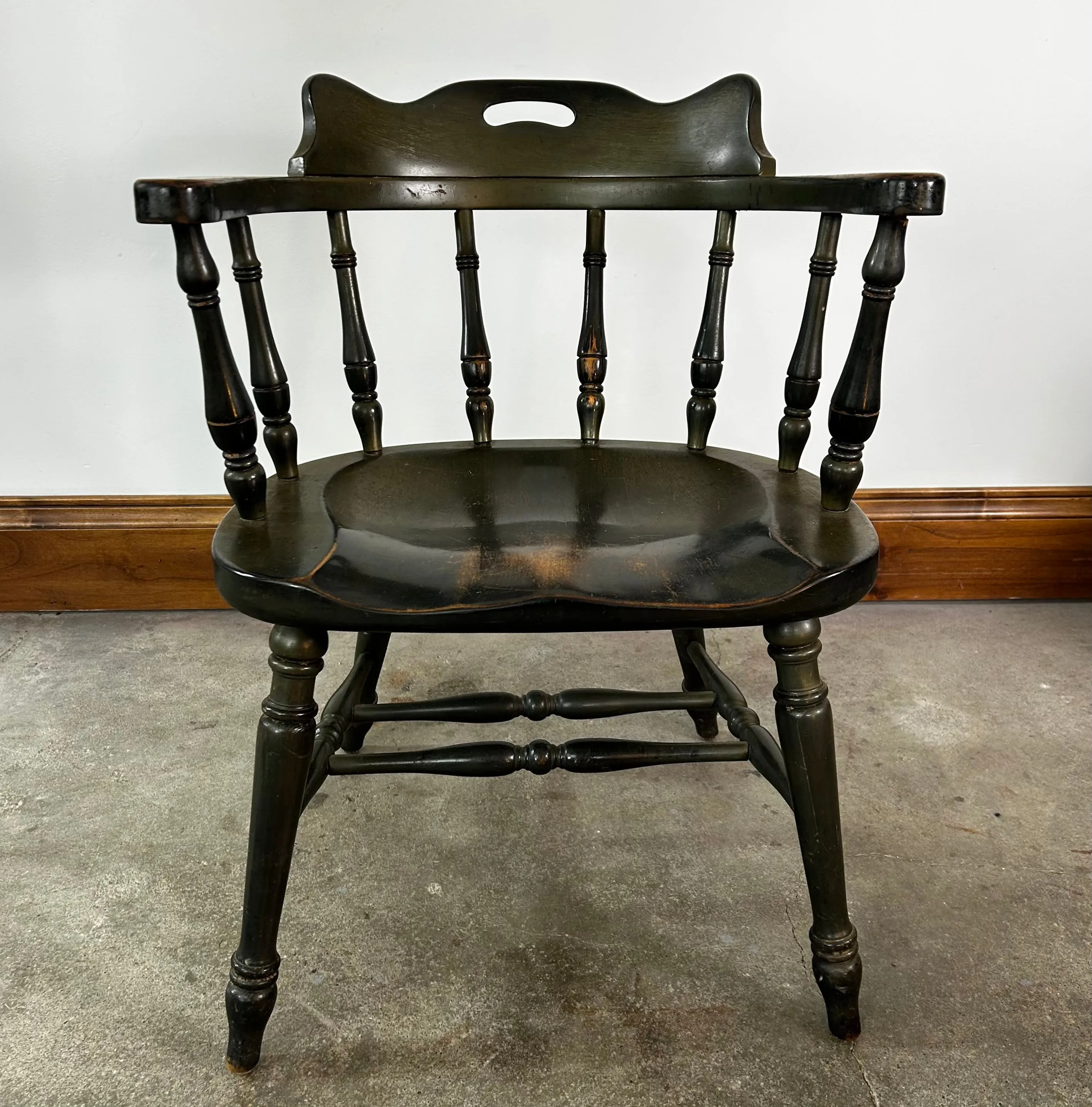 Captain's Chairs, Vintage, Colonial, Olive Green, Set of Four