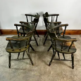 Captain's Chairs, Vintage, Colonial, Olive Green, Set of Four