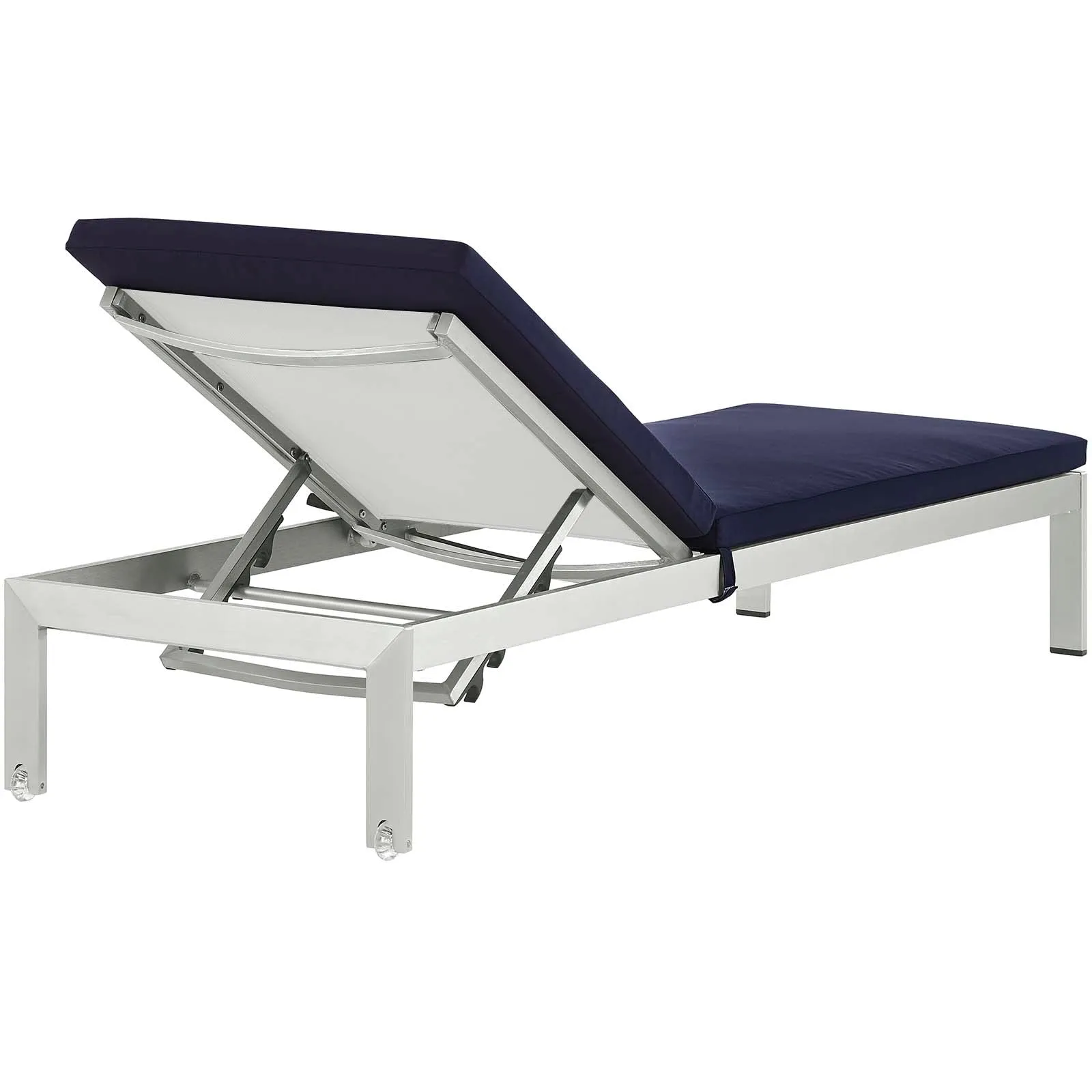 Coast Outdoor Patio Aluminum Black Mesh Chaise With Cushions