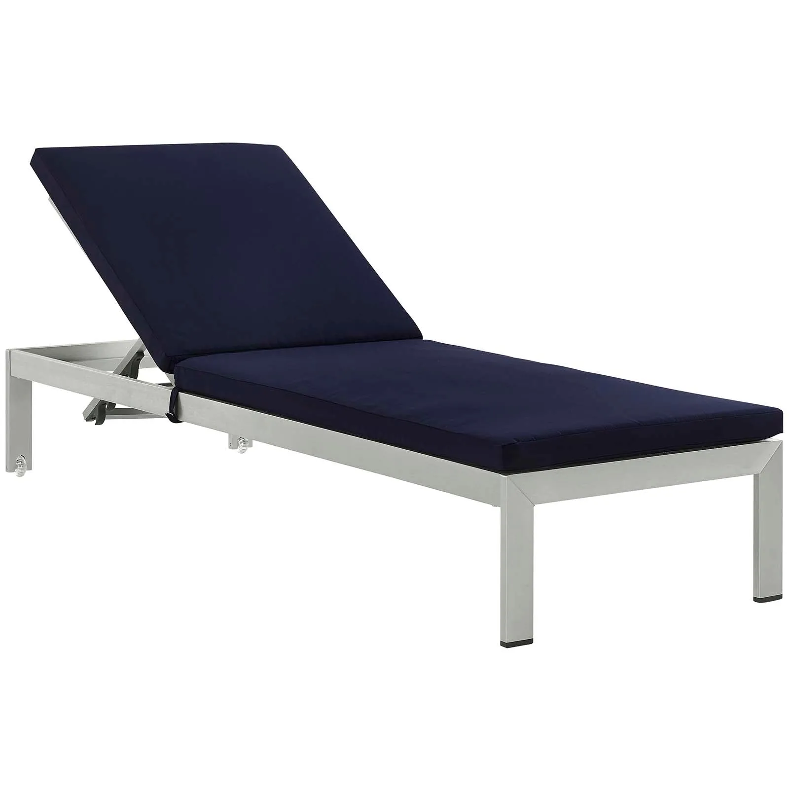 Coast Outdoor Patio Aluminum Black Mesh Chaise With Cushions