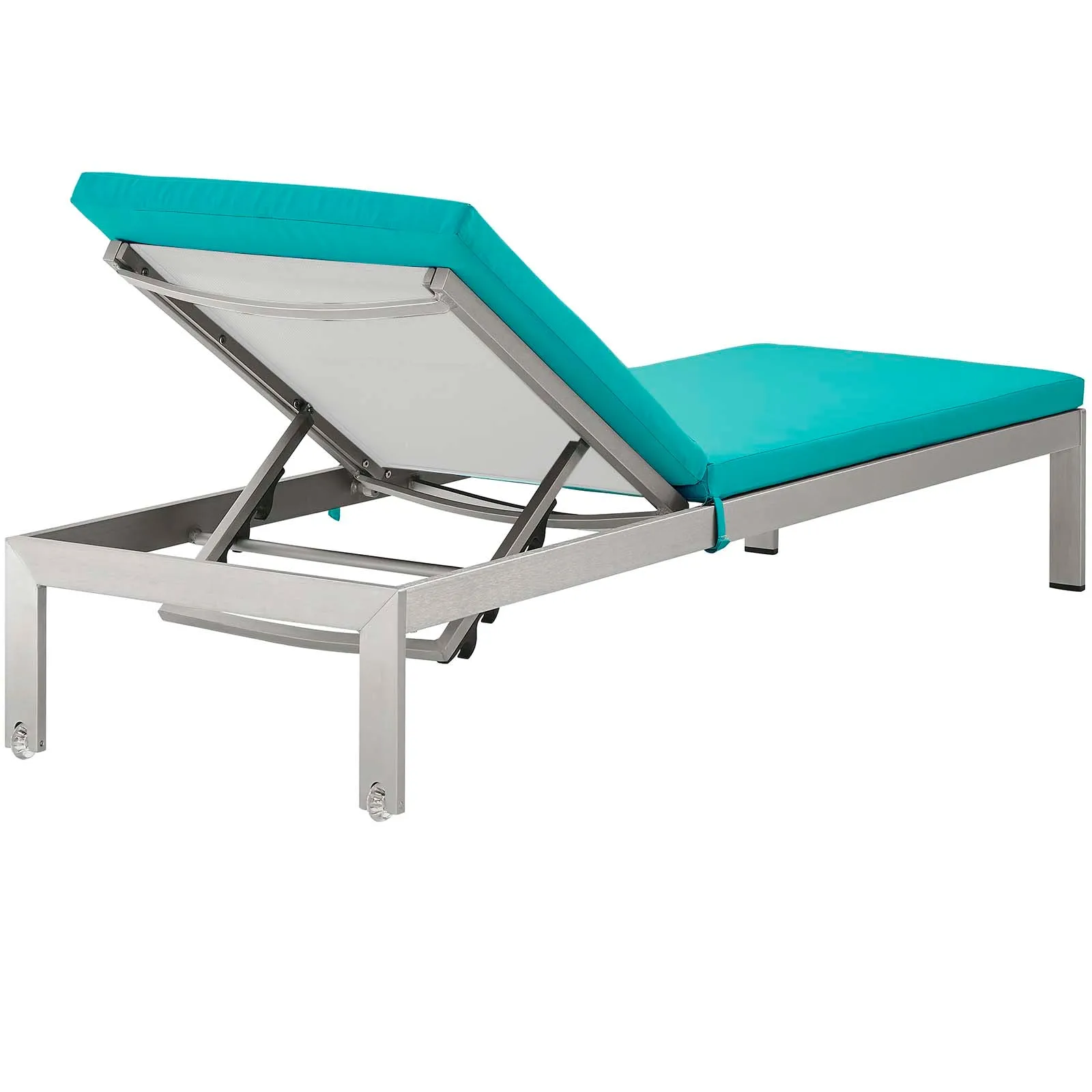 Coast Outdoor Patio Aluminum Black Mesh Chaise With Cushions