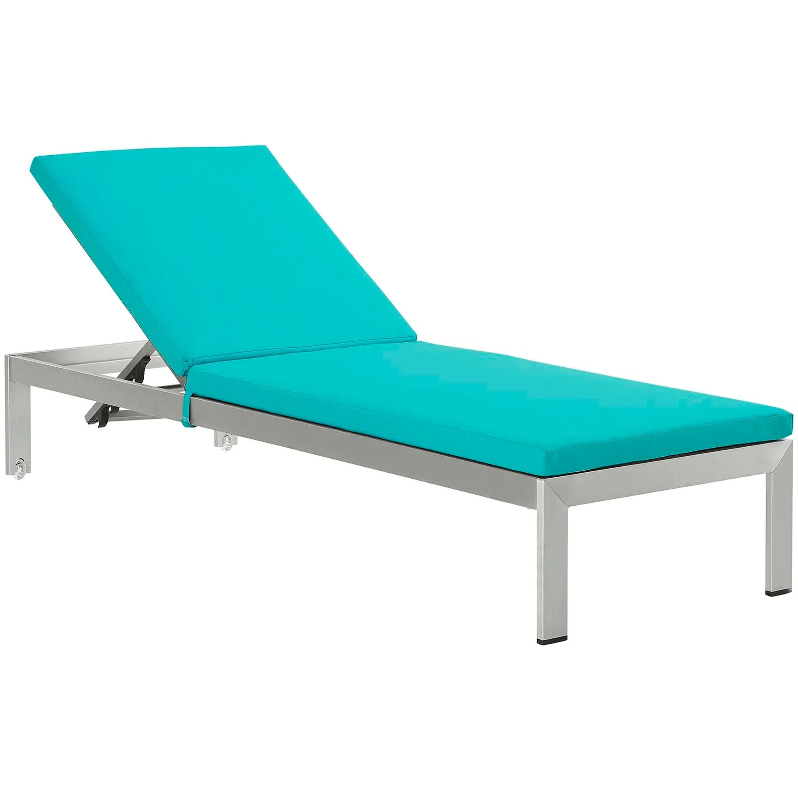 Coast Outdoor Patio Aluminum Black Mesh Chaise With Cushions