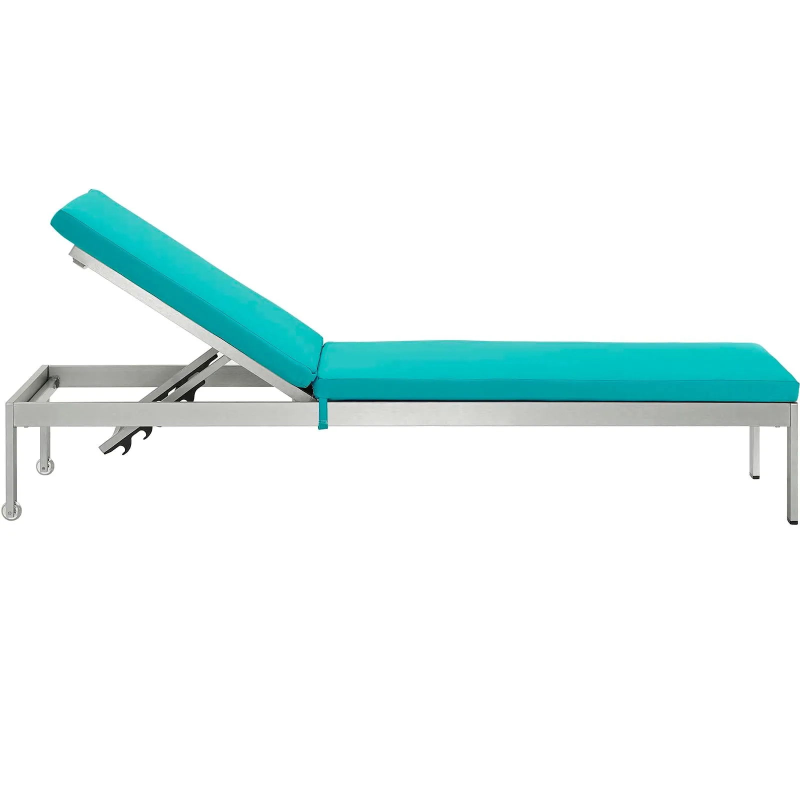 Coast Outdoor Patio Aluminum Black Mesh Chaise With Cushions