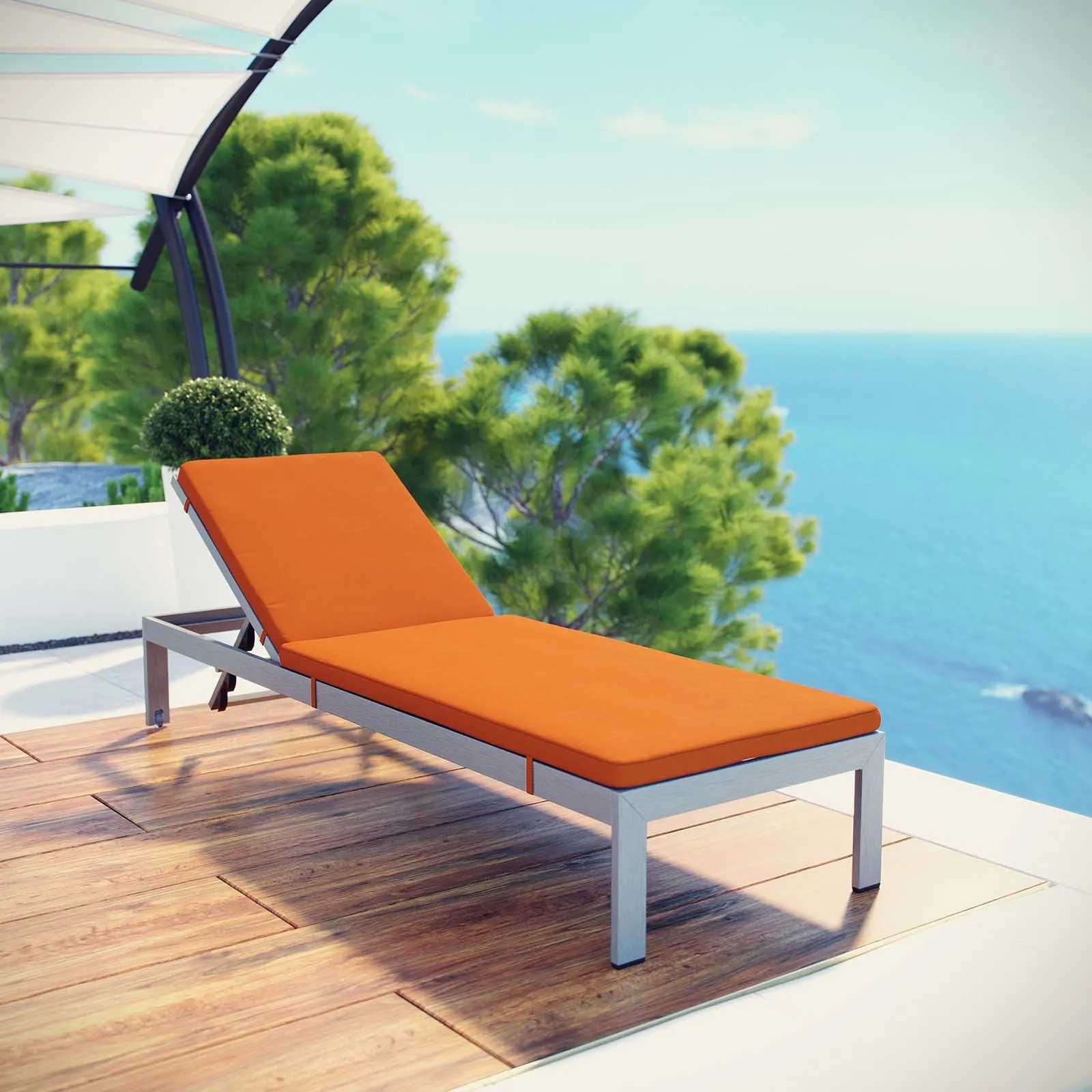 Coast Outdoor Patio Aluminum Black Mesh Chaise With Cushions
