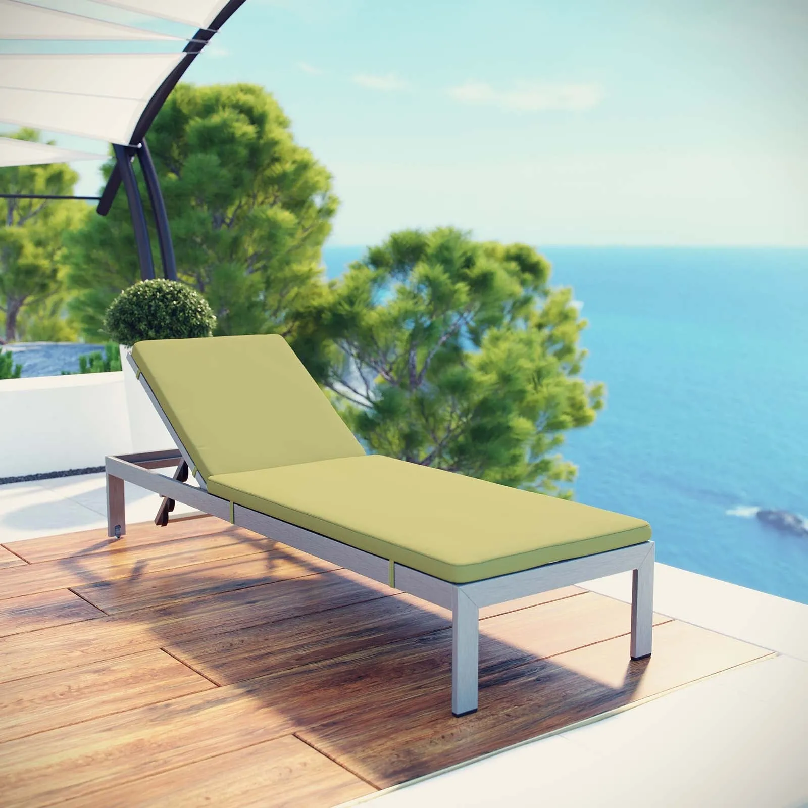Coast Outdoor Patio Aluminum Black Mesh Chaise With Cushions
